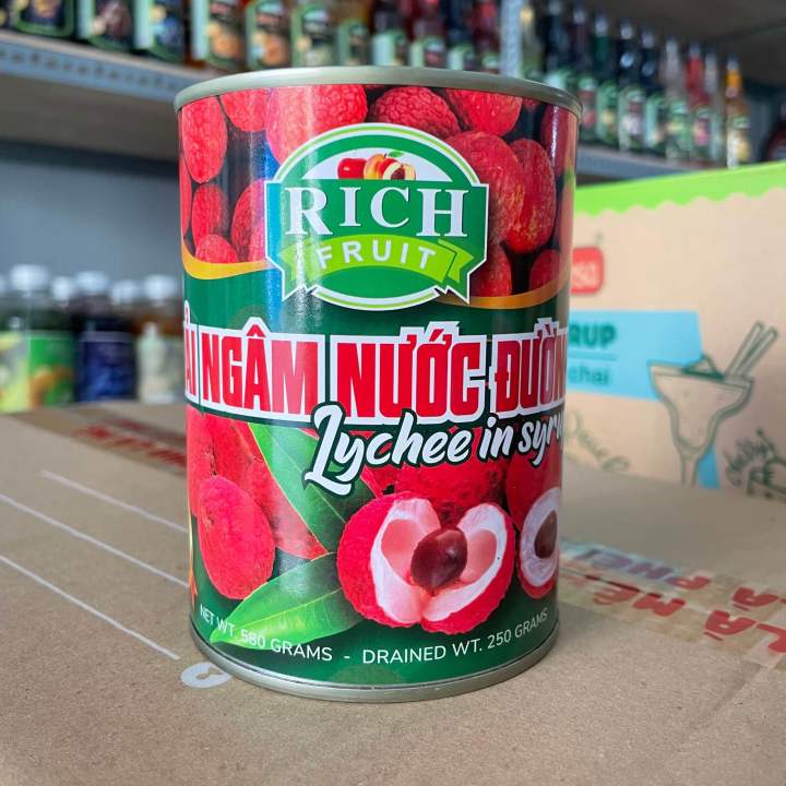 Vải thiều ngâm đường đóng lon 565g