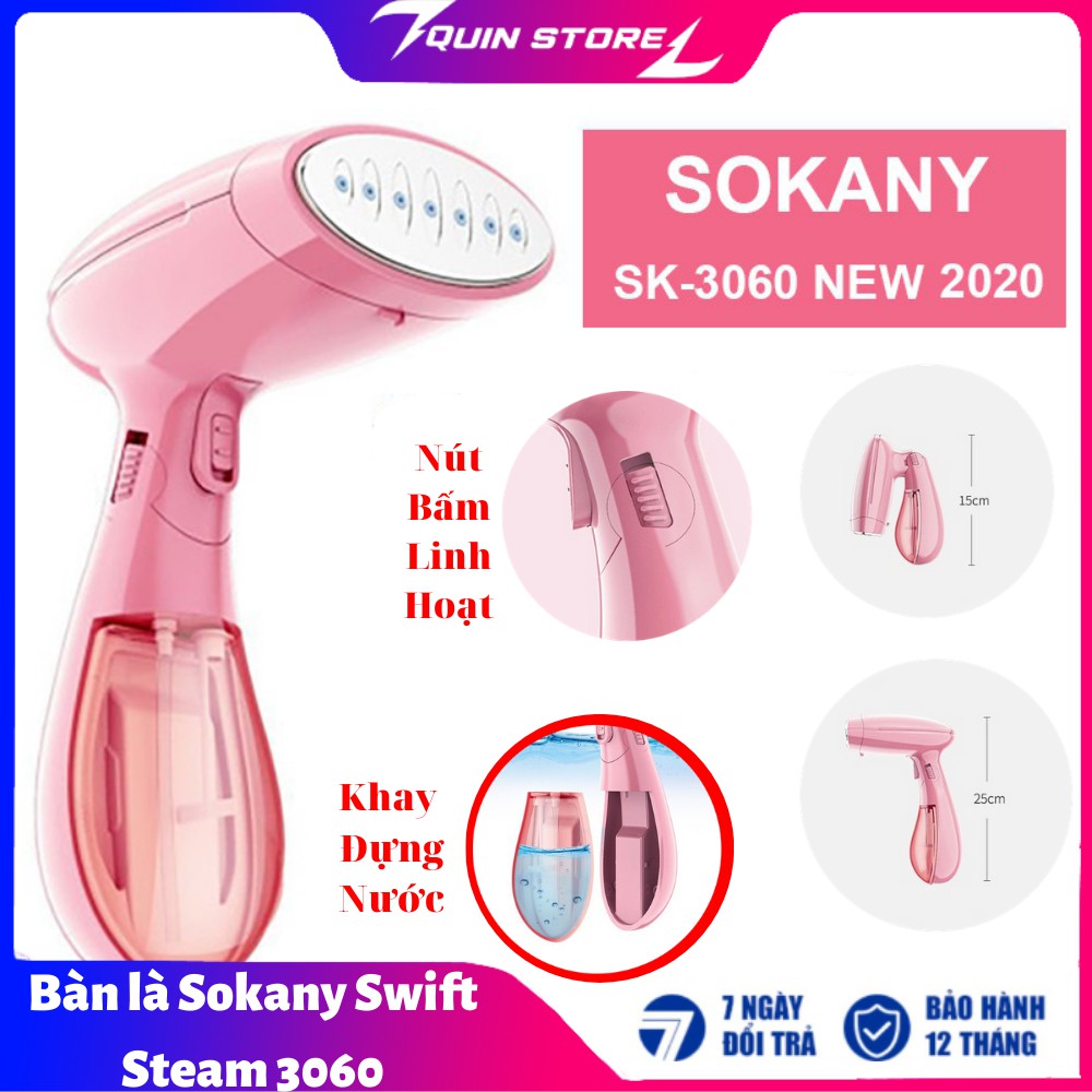 BÀN LÀ HƠI NƯỚC CẦM TAY SOKANY SK - 3060 CAO CẤP,bàn ủi hơi nước cầm tay,Bàn ủi hơi nước cầm tay điện máy Xanh,CÔNG SUẤT 1500W, BÀN ỦI HƠI NƯỚC SONAKY MẪU MỚI 2021