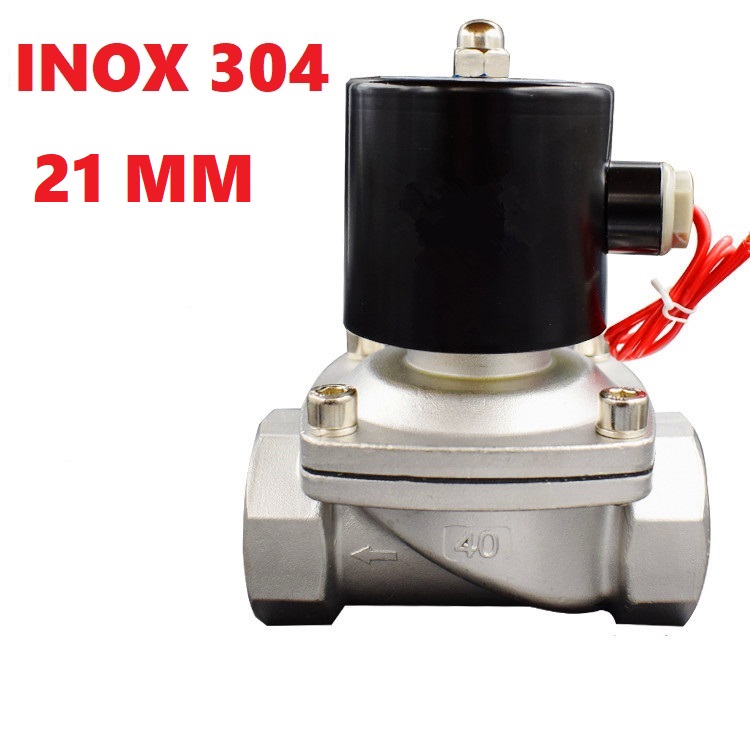 Van điện từ inox phi 21mm dn, thường đóng 12v 220v-.
