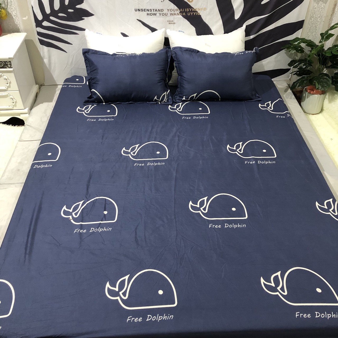 Set 3 Món Ga Gối Poly Mẫu Cá Dolphin