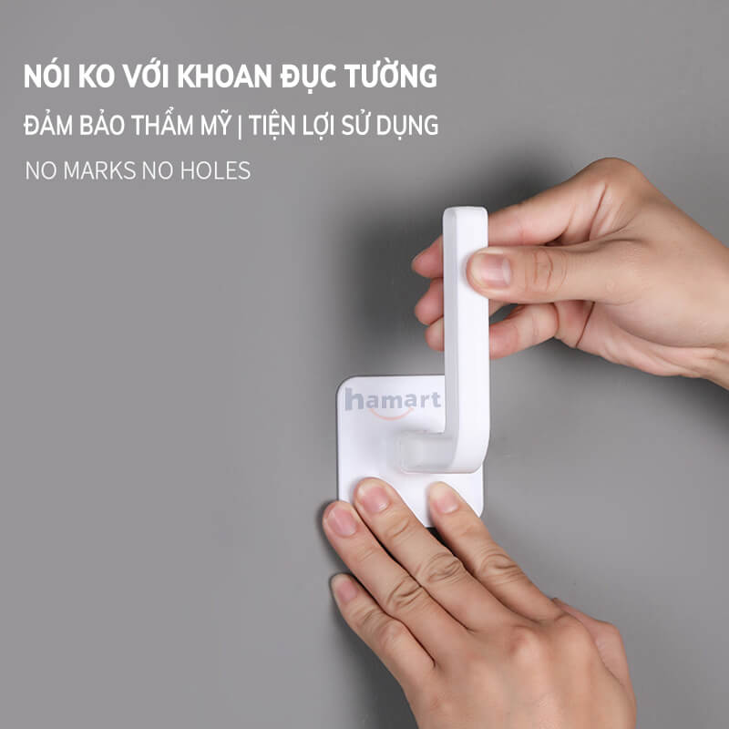 Móc Nhựa Chữ L Treo Cuộn Khăn Giấy Đa Năng Hamart Kèm Miếng Keo Dán Tường Siêu Dính Tiện Lợi