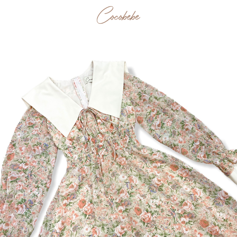 Đầm Hoa Tay Dài Cổ Điển M3041 Cocobebe