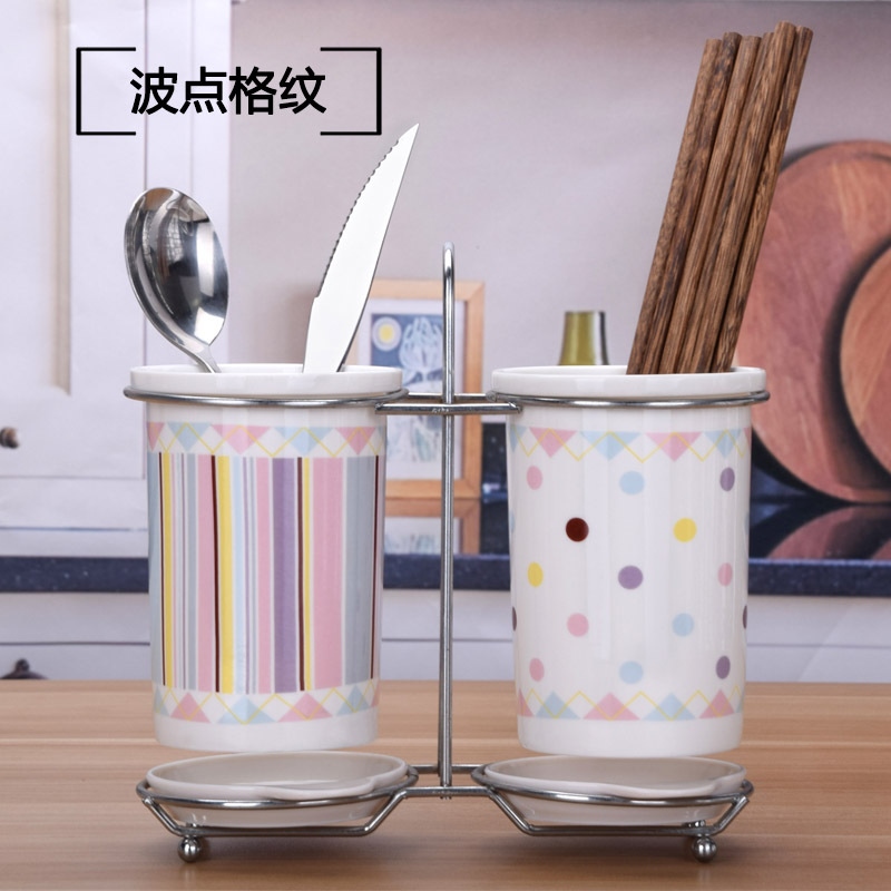 New household ceramic chopstick barrel wall-mounted kitchen cage storage box drain holder mildew-proof