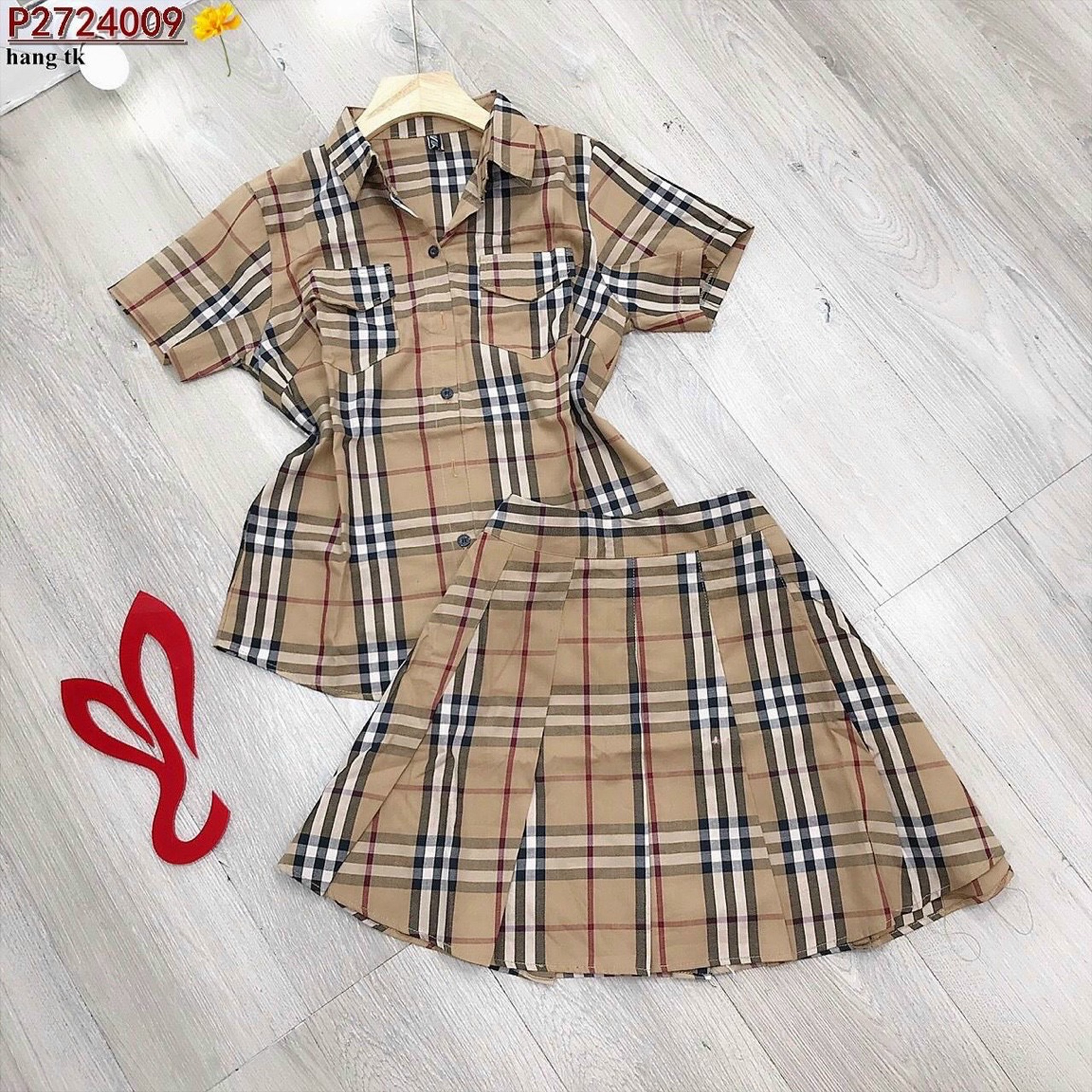 Hot 🔥🔥🔥 Set bộ caro siêu cưng (váy free size) - Ảnh thật