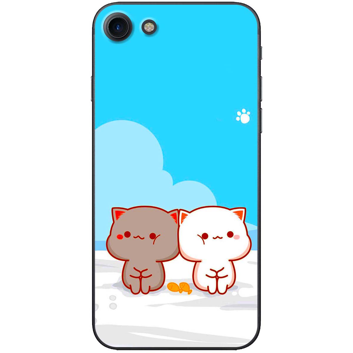 Ốp lưng iPhone 8 Mèo mập nền xanh