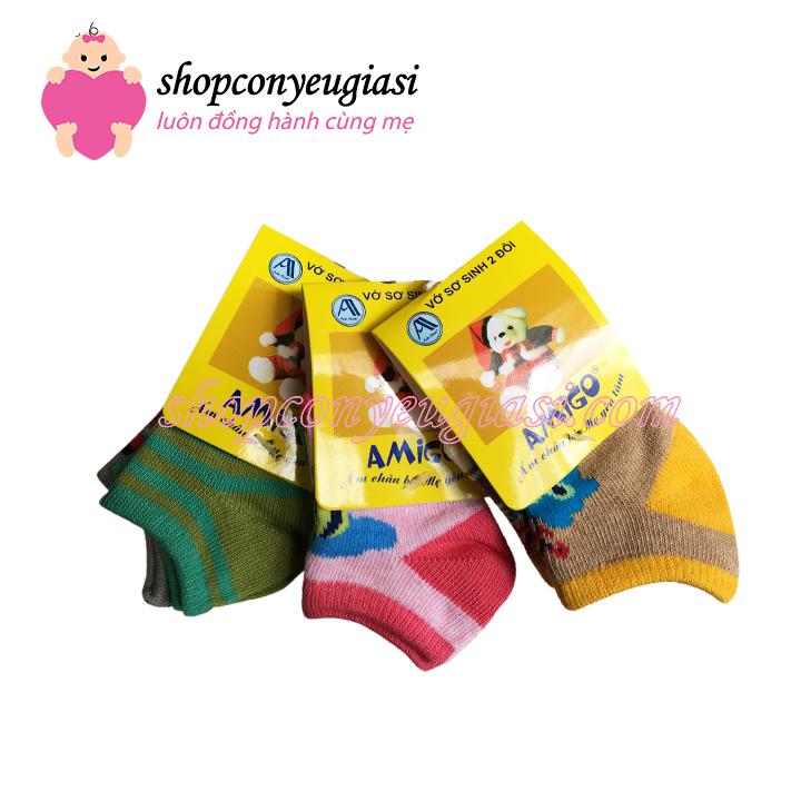 Vớ sơ sinh 2 đôi amigo - made in vietnam - màu ngẫu nhiên