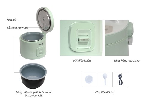 NỒI CƠM ĐIỆN 1.2L SUNHOUSE MAMA SHD8265B