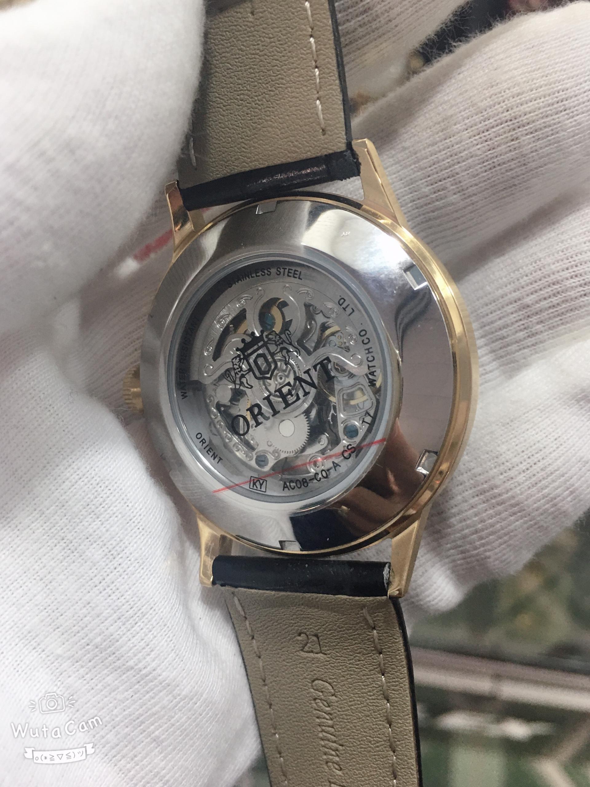 Đồng hồ Orient automatic dây da lộ cơ đáy