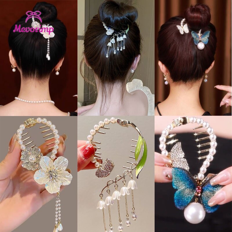 Butterfly Hair Clips with Artificial Pearls