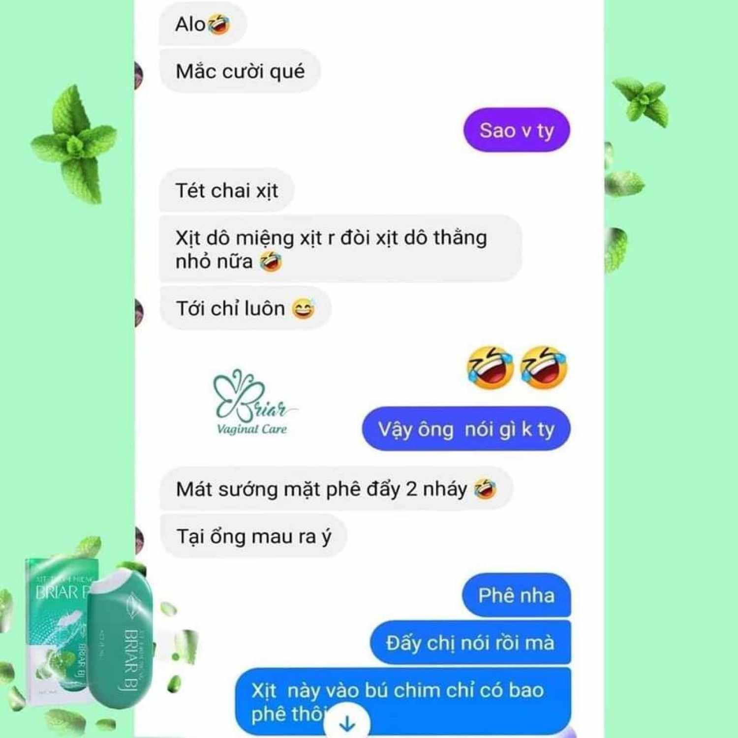 Xịt BRIAR BJ thơm miệng hương thơm bạc hà thanh mát từ thiên nhiên