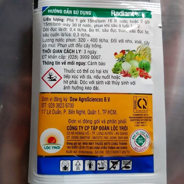 THUỐC TRỪ SÂU, BỌ TRĨ, NHỆN ĐỎ RADIANT 60SC
