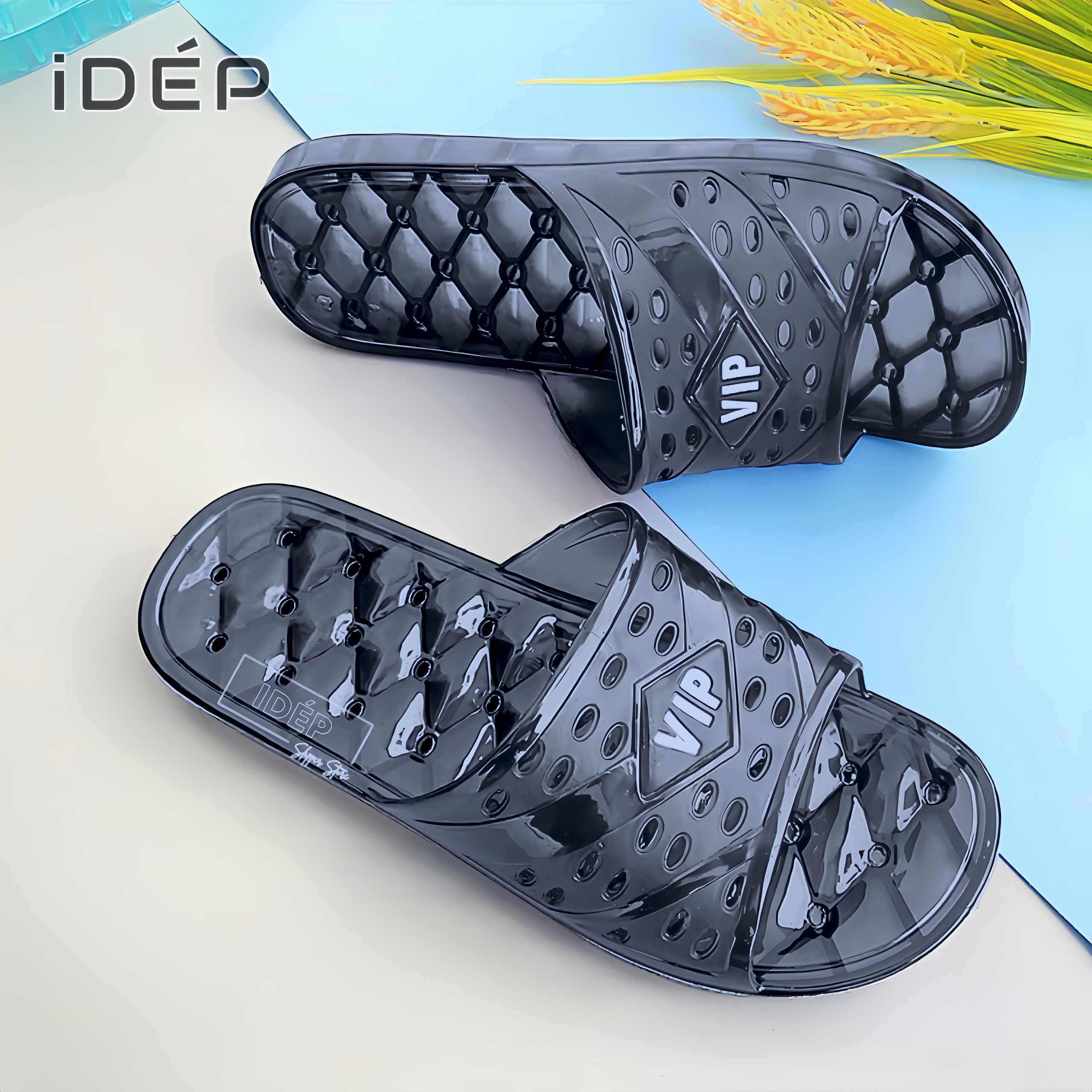 [HCM] Dép VIP Nam Nữ- Dép nhựa trong lỗ đi trong nhà tắm chống trơn trượt iDEP- DL023