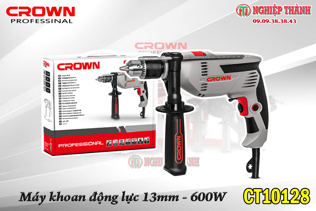 Máy khoan động lực 13mm Crown CT10128  (600W)