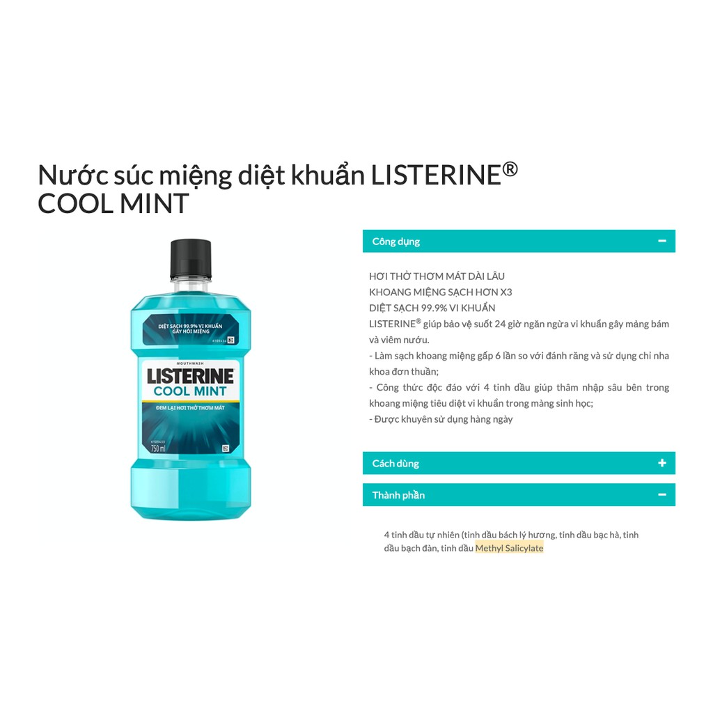NƯỚC SÚC MIỆNG DIỆT KHUẨN LISTERINE COOL MINT [LISTERIN]