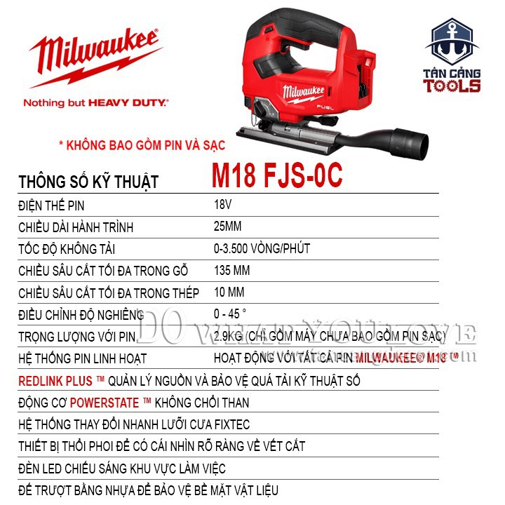 [Trả góp 0%] Máy Cưa Lọng Dùng Pin Milwaukee M18 FJS - 0X ( Thân Máy )