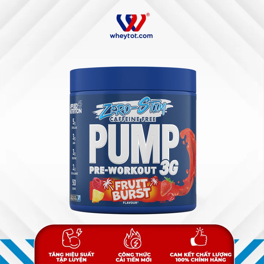 Pre Workout không caffeine Pump 3G Free Caffeine 375g