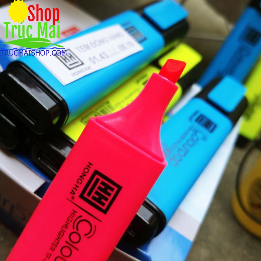 Bút dạ quang màu Hồng Hà  mẫu mới vừa ra 5 màu