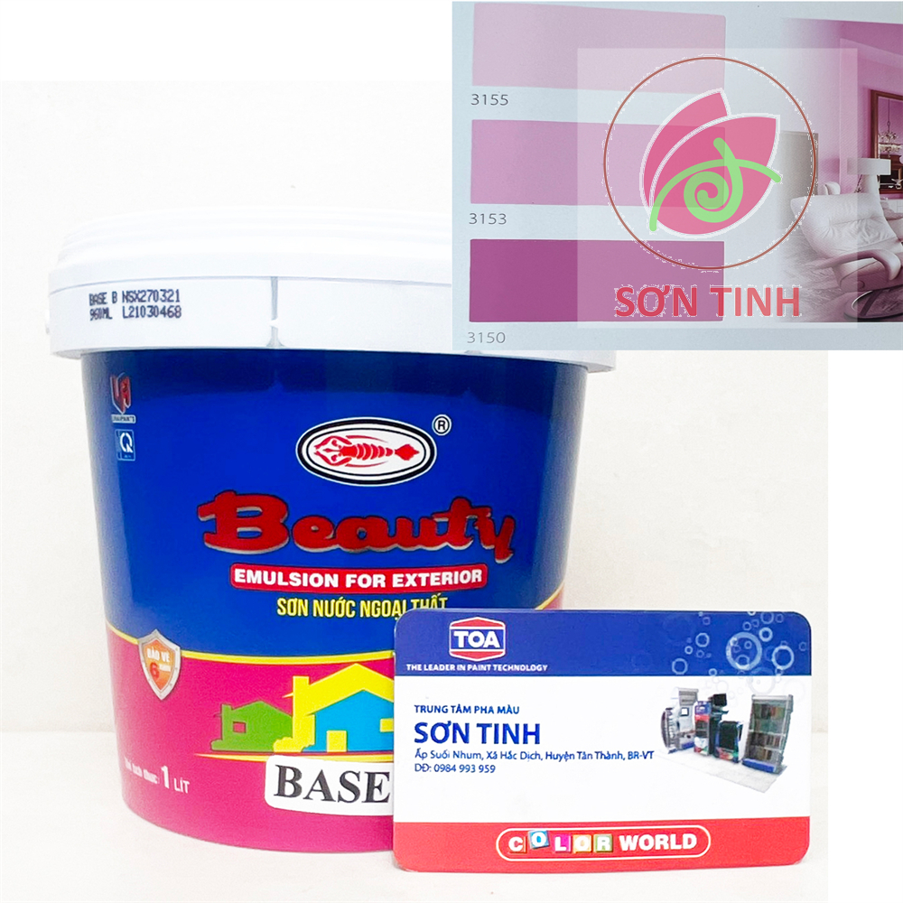 Sơn nước màu hồng phấn , đậm, nhạt, cánh sen ngoại thất ngoài trời beauty của urai paints 1 lít