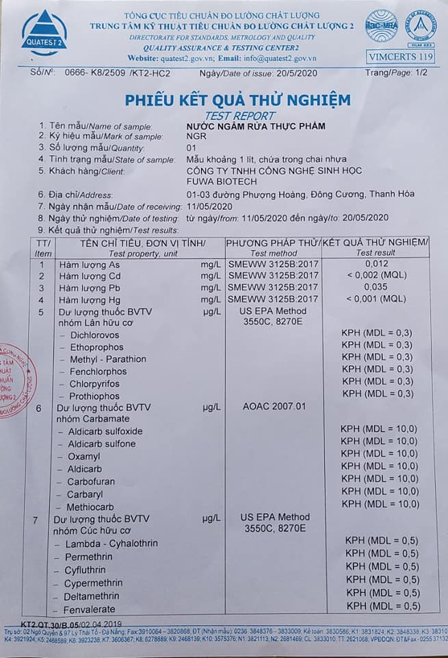 Nước Ngâm Rửa Thực Phẩm FUWA 3E -  Enzyme Sinh Học (1 lít)
