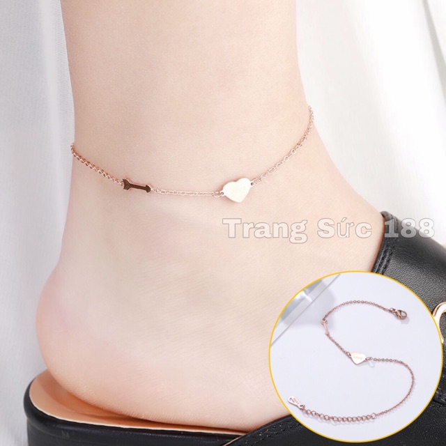 [HCM]Lắc chân titan tim tình iu xinh xắn sản phẩm có thiết kế sang trọng quý phái hợp thời trang dễ dàng kết hợp với nhiều trang phục khác nhau