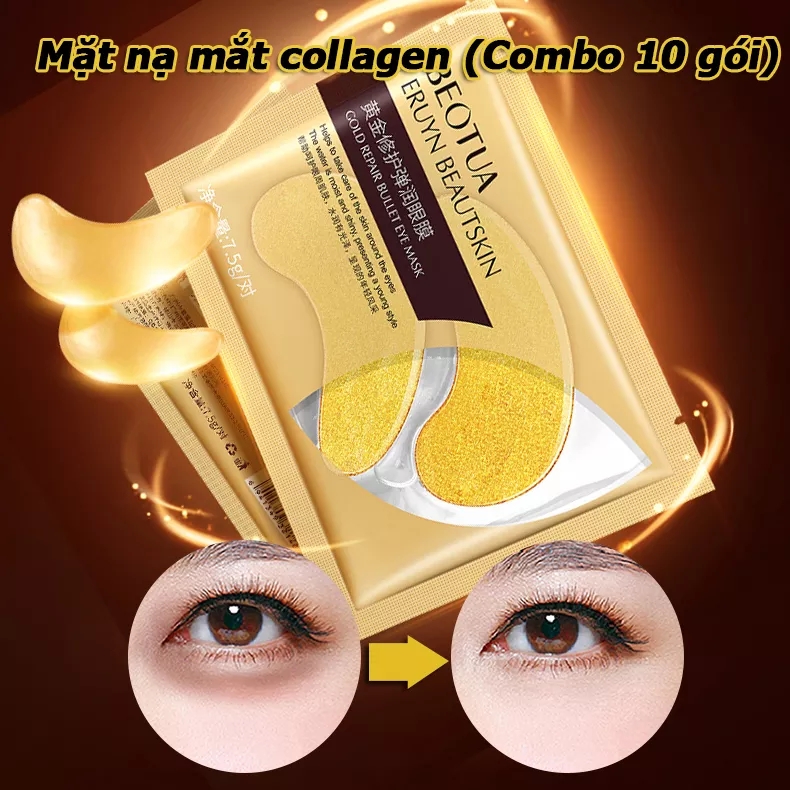 [miễn phí vận chuyển] Mặt nạ mắt collagen (Combo 10 gói) chống thâm chống mỏi mắt- Mặt nạ collagen Vàng hiệu quả tức thì ngay sau khi sử dụng