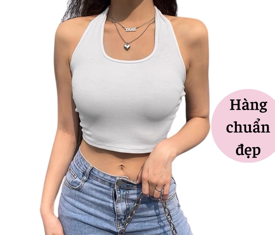 Áo hở lưng choàng dây dáng croptop A3-HL - áo ba lỗ cổ yếm nữ trơn