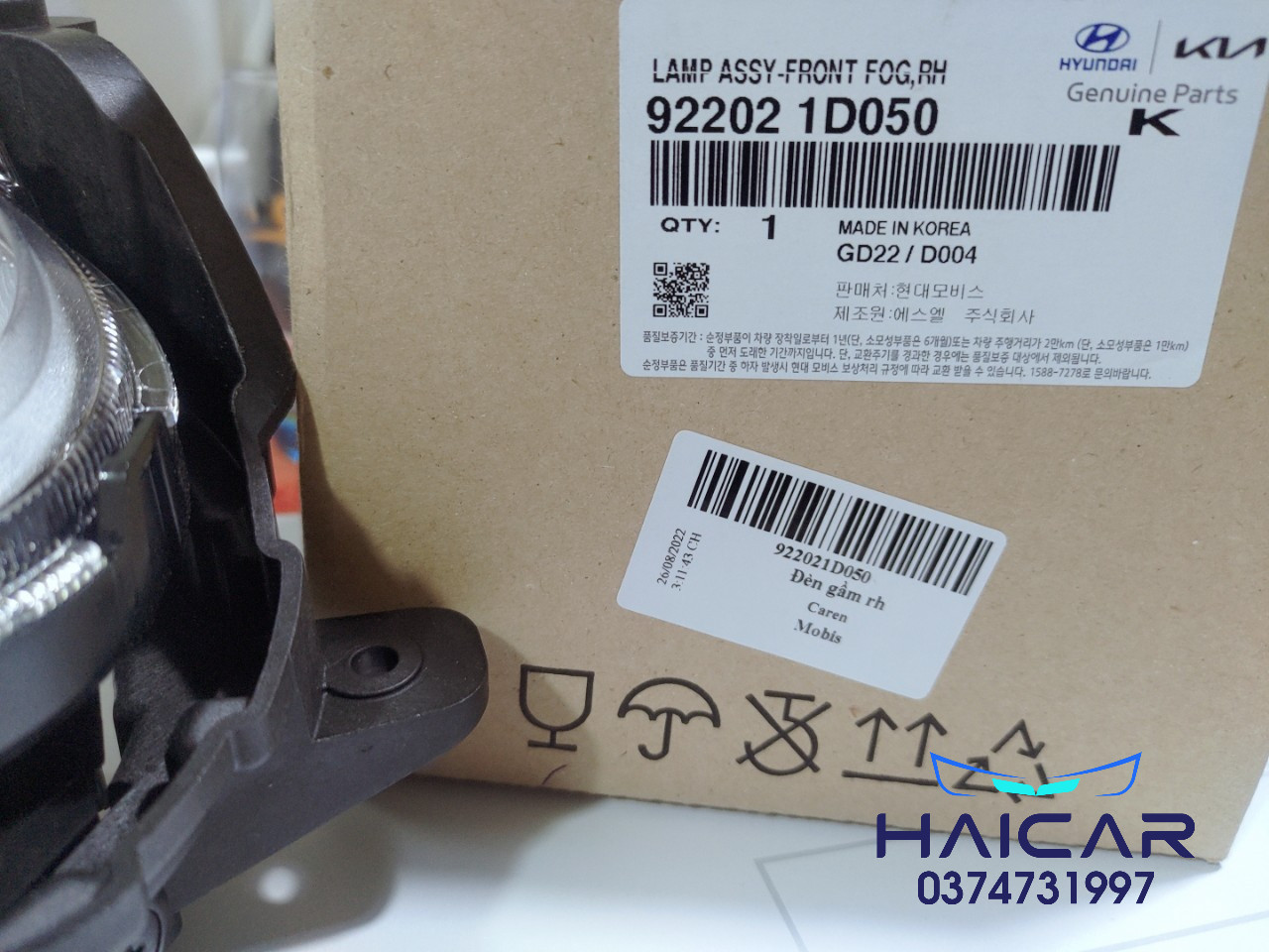 Đèn cản trước, đèn gầm kia carens chính hãng mobis 922021d050, 922011d050