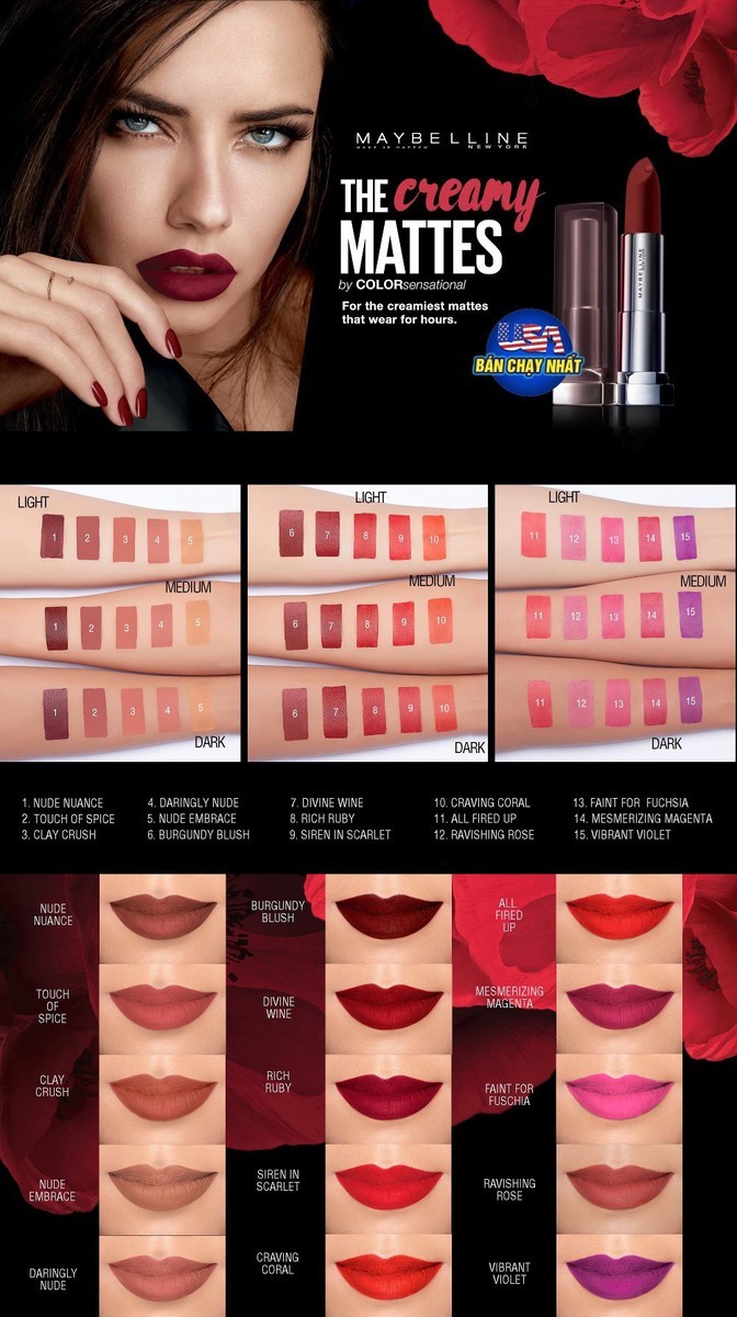 Son Lì Mịn Môi Maybelline Creamy Matte 691 Rich Ruby 4.2g