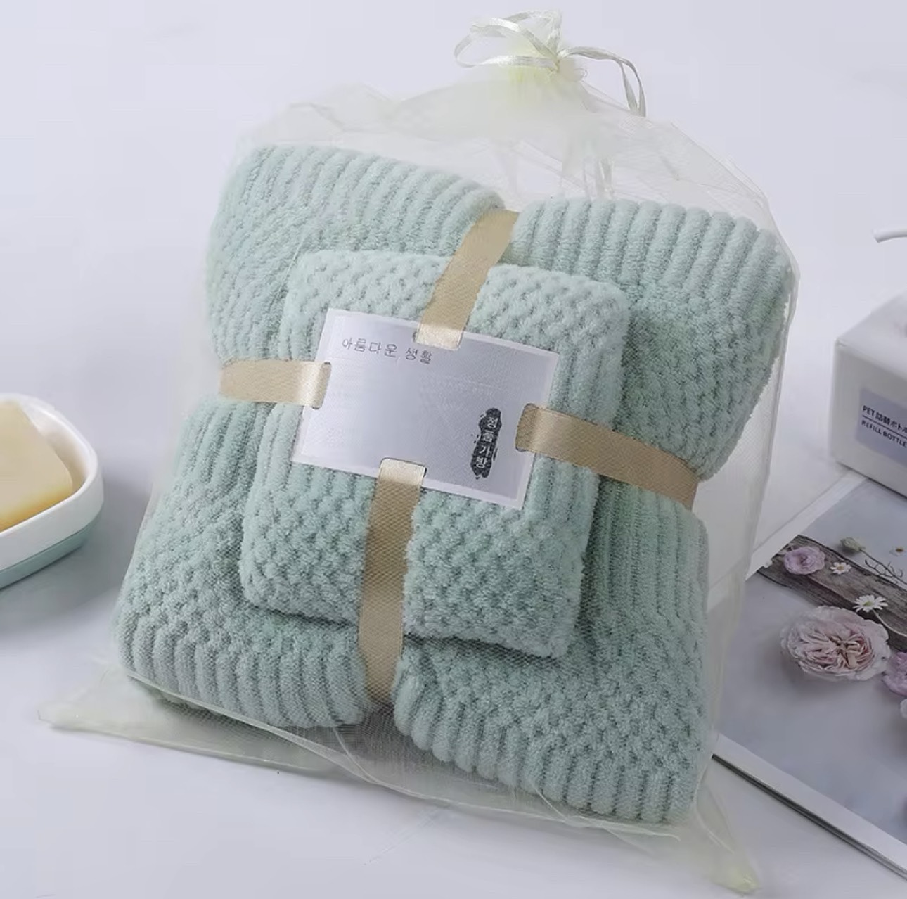 Set 2 Khăn Lông Cừu Hàn Quốc(Khăn Tắm (70x140)cm+Khăn Mặt(35x70cm))