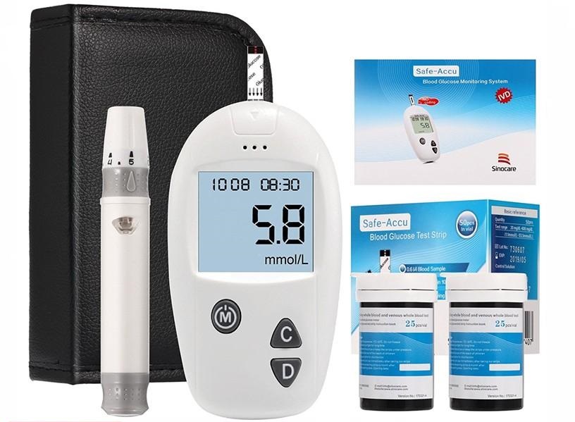 Máy đo đường huyết Safe Accu - Sinocare Đức (Tặng kèm 50 que thử và 50 kim)