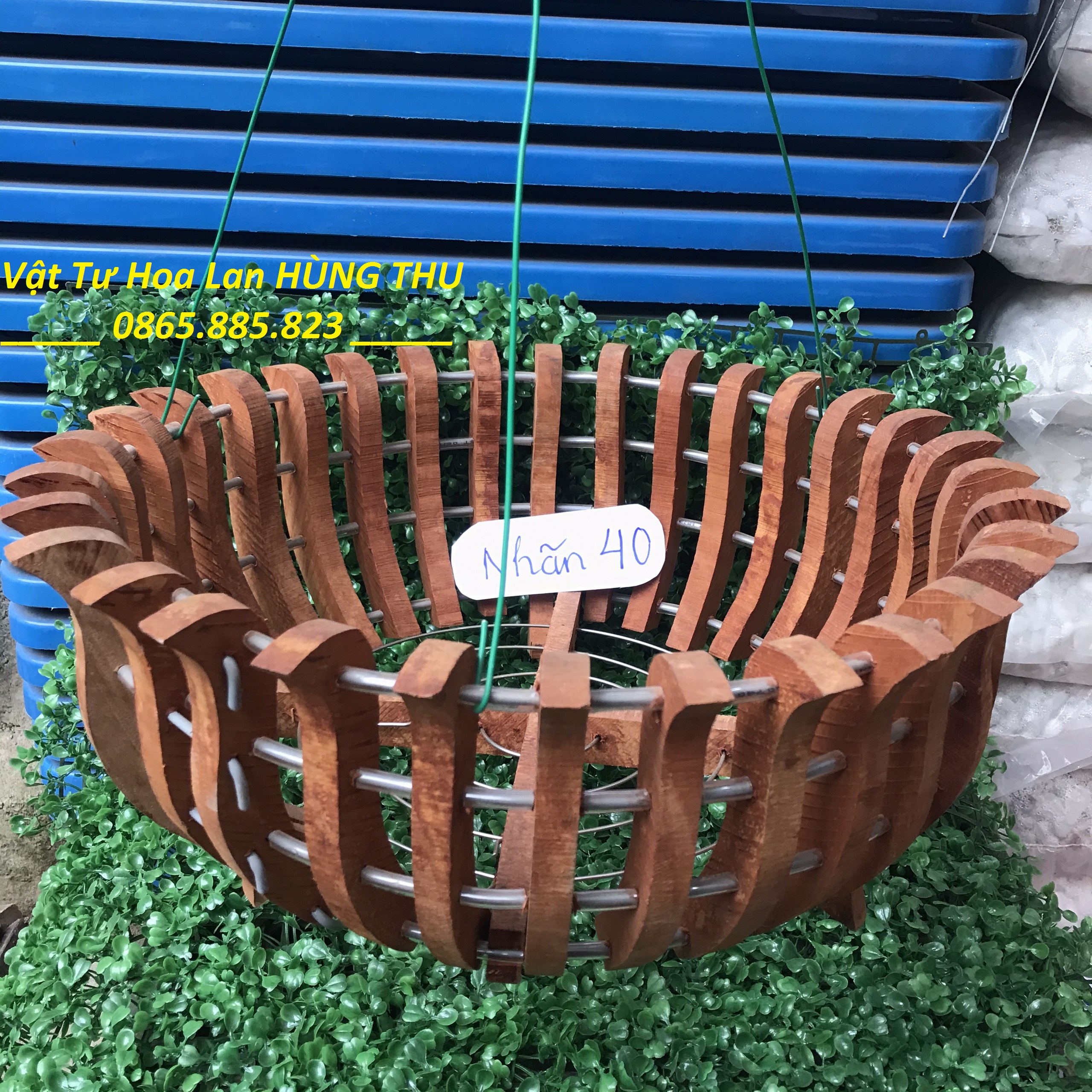 [FreeShip MAX] Chậu gỗ nhãn sen fi 40