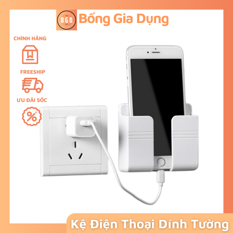 Kệ Dán Tường Để Remote Đồ Dùng Giá Đỡ Sạc Điện Thoại Có Móc Treo Giữ Dây Điện KỆ REMOTE