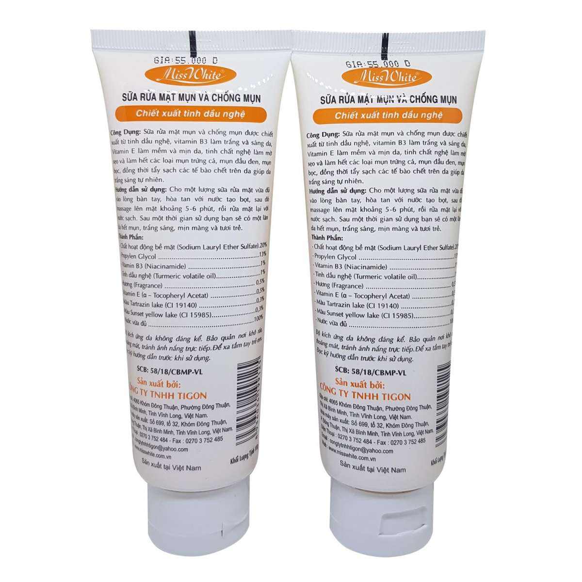 [HCM]Sữa Rửa Mặt Mụn Và Chống Mụn Miss White Tigon 100g