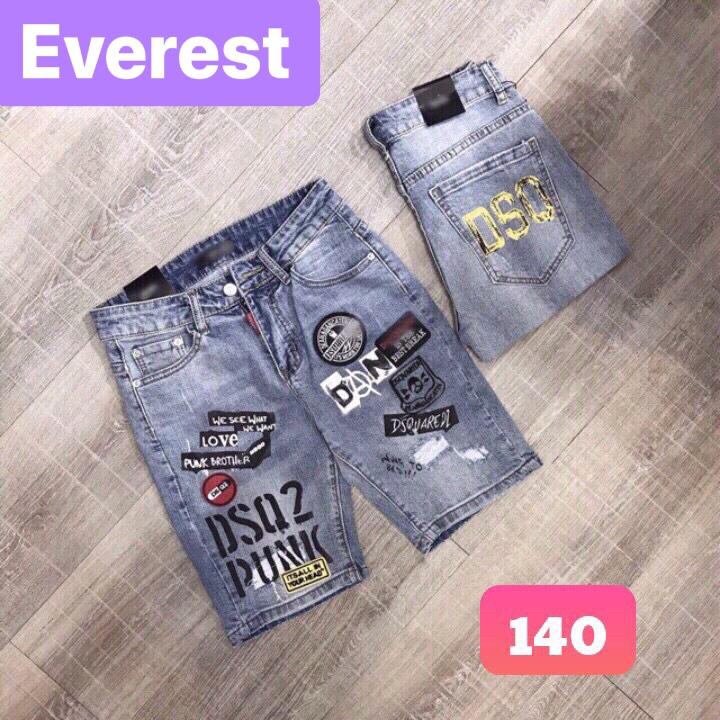 QUẦN SHORT LỬNG JEAN NAM CHẤT BÒ XANH THÊU CHỮ HÀN QUỐC EV-140 EVEREST FASHION