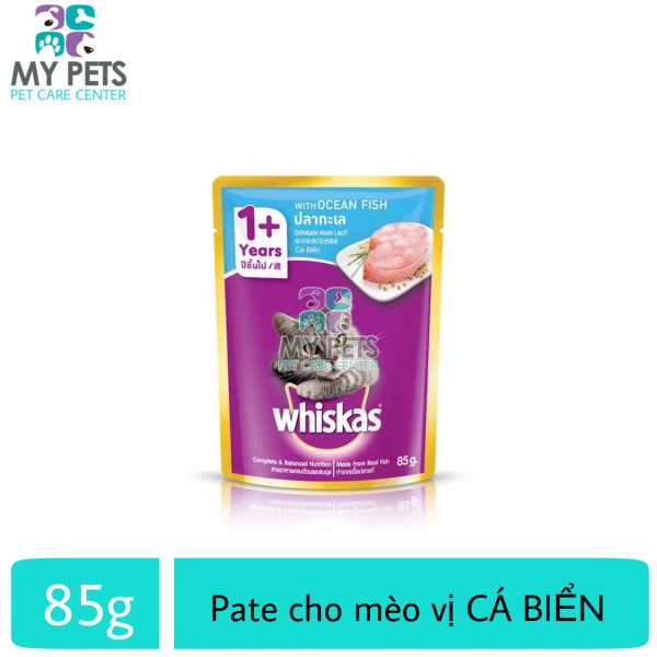[HCM]Thức ăn ướt pate / xốt Whiskas hương vị Cá Biển dành cho mèo lớn - Gói 85g