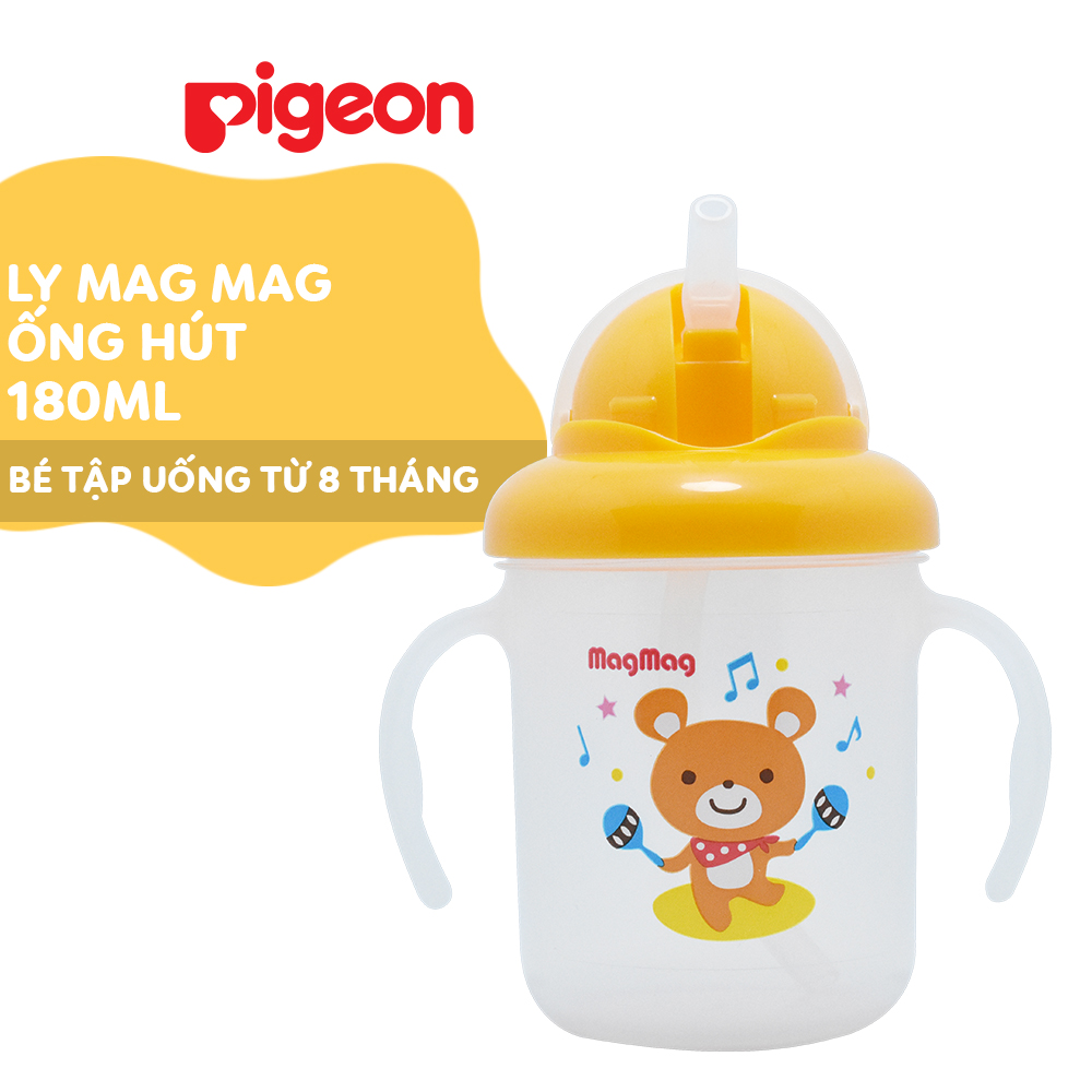 Ly Mag Mag Ống Hút Bình Tập Uống Nước Tập Hút Cho Bé Pigeon chính hãng 180ml
