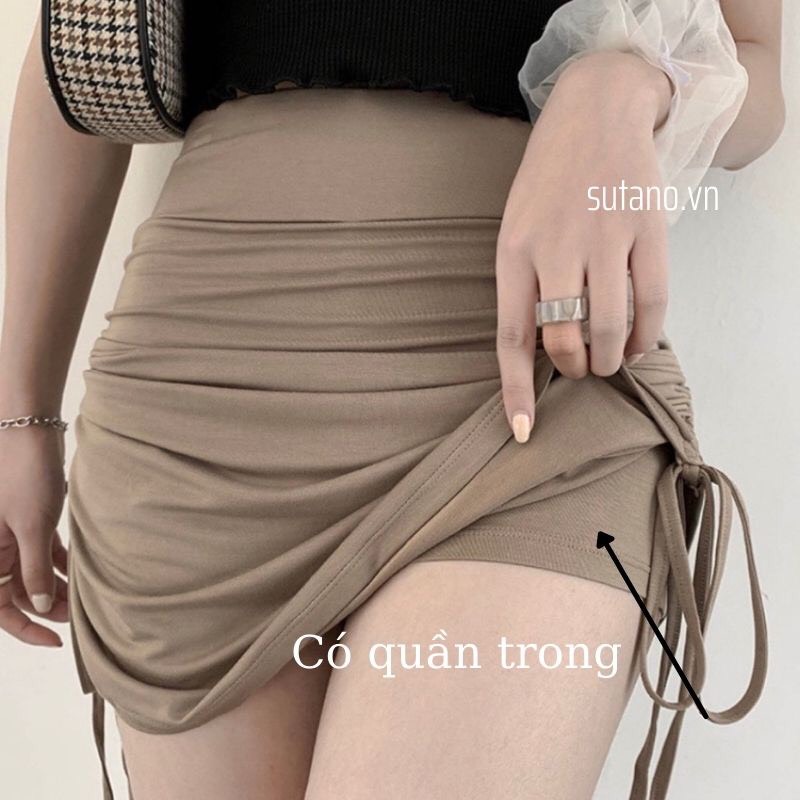 Chân váy da chữ a dáng ngắn dây rút 2 bên có quần lót trong mã Fashion3286  | Lazada.vn