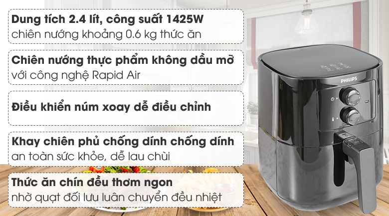 Nồi Chiên Không Dầu Philips HD9200/90 (4.1L)