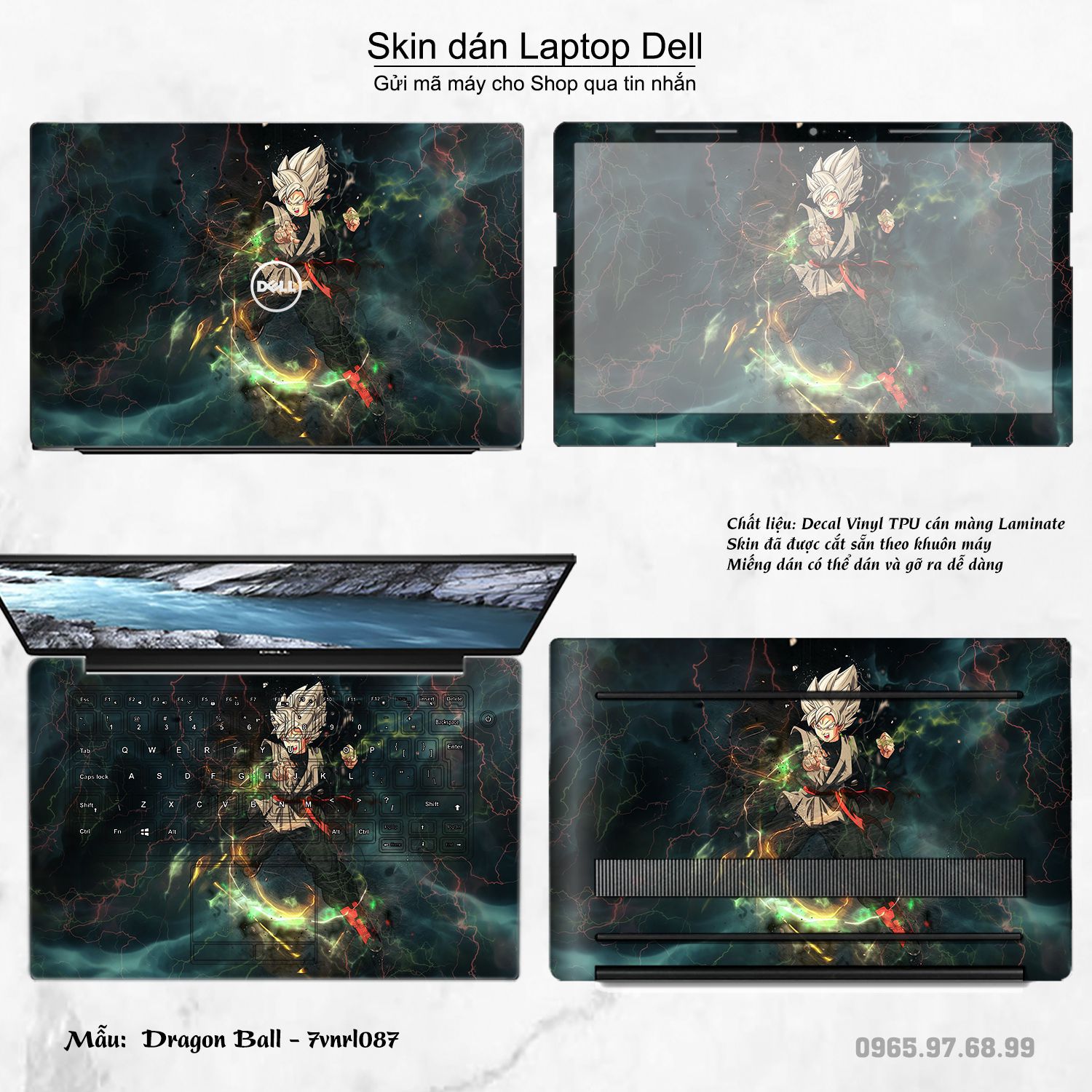 Decal Skin dán Laptop Dell mẫu Dragon Ball (inbox mã máy cho shop)