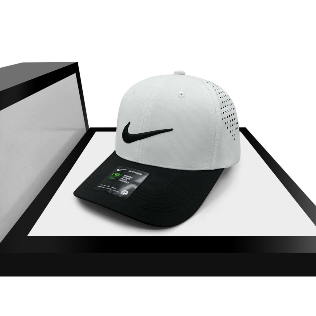 nón kết kaki lưỡi trai nike trắng đen