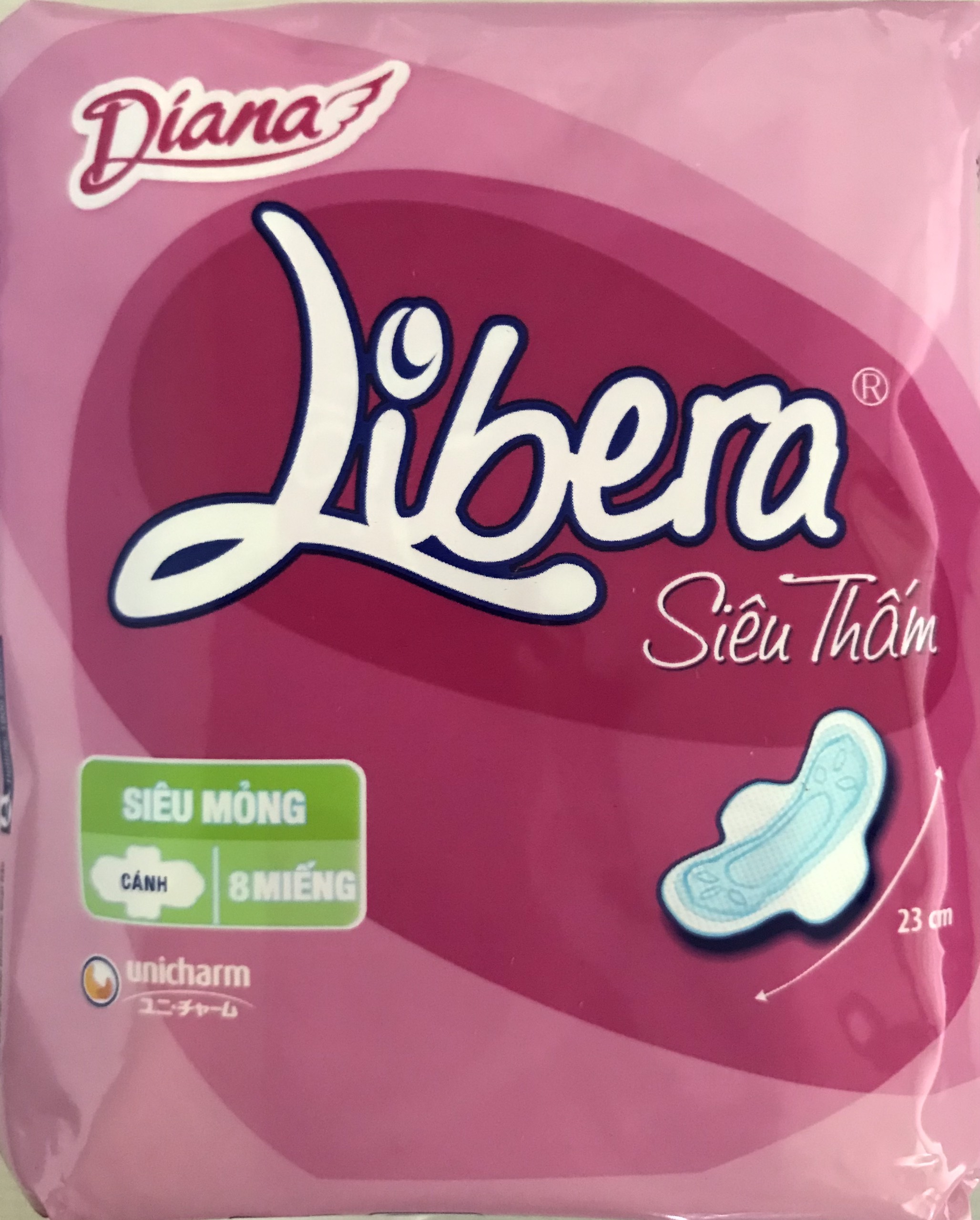 Combo 6 Gói BVS Diana Libera Siêu Thấm Siêu Mỏng Cánh gói 8 miếng
