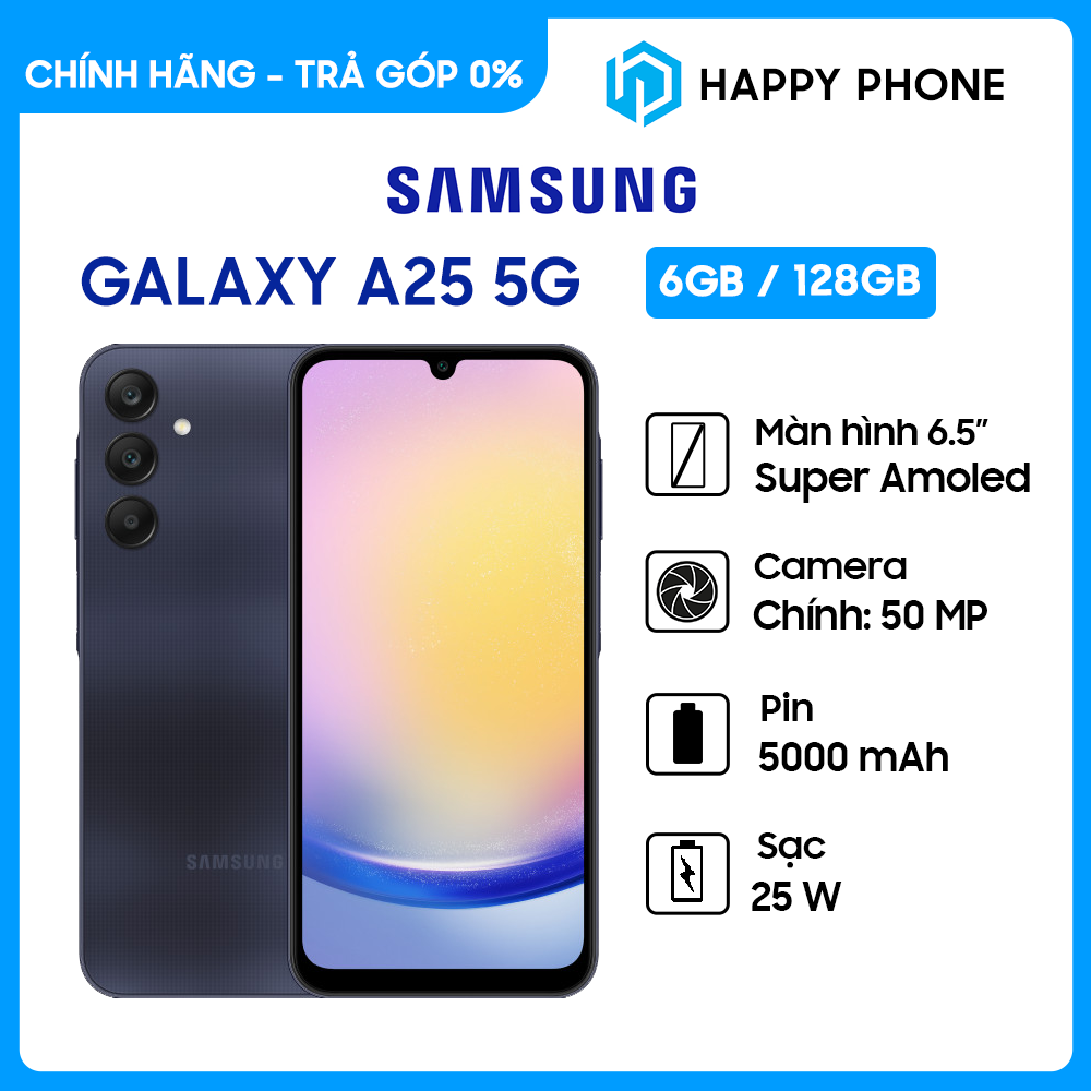Điện thoại samsung galaxy a25 - hàng chính hãng, mới 100%, bảo hành 12 tháng