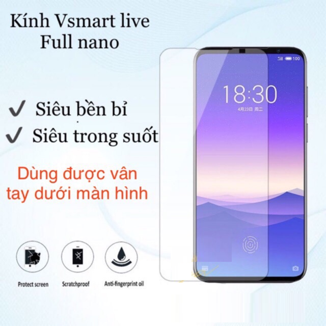 Dán kính cường lực nano japan 9H cho Vsmart live Full màn 99% siêu bền