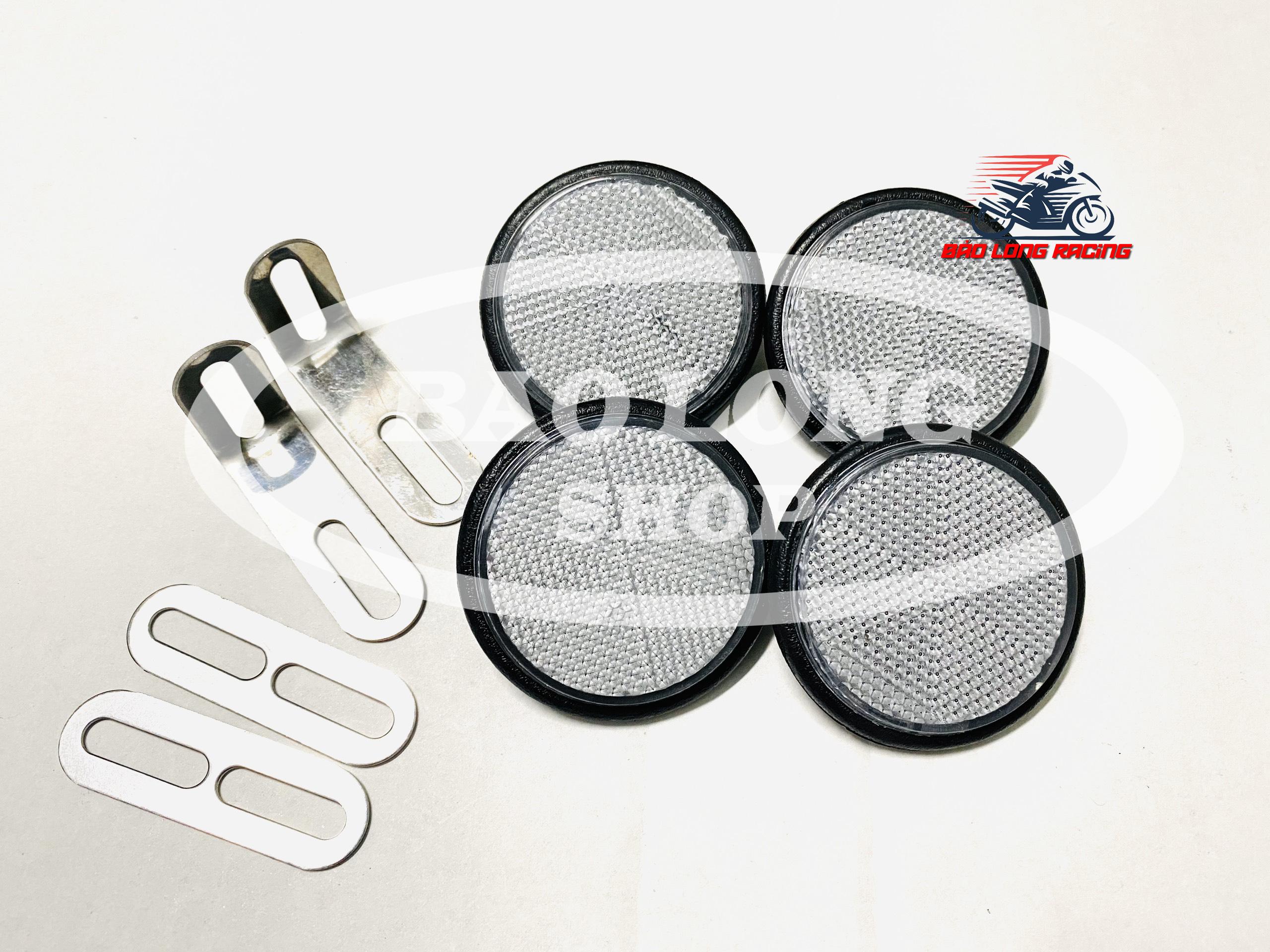 Mắt Mèo Phản Quang gắn mọi loại xe máy (màu Bạc) 2 cặp trước sau pass INOX