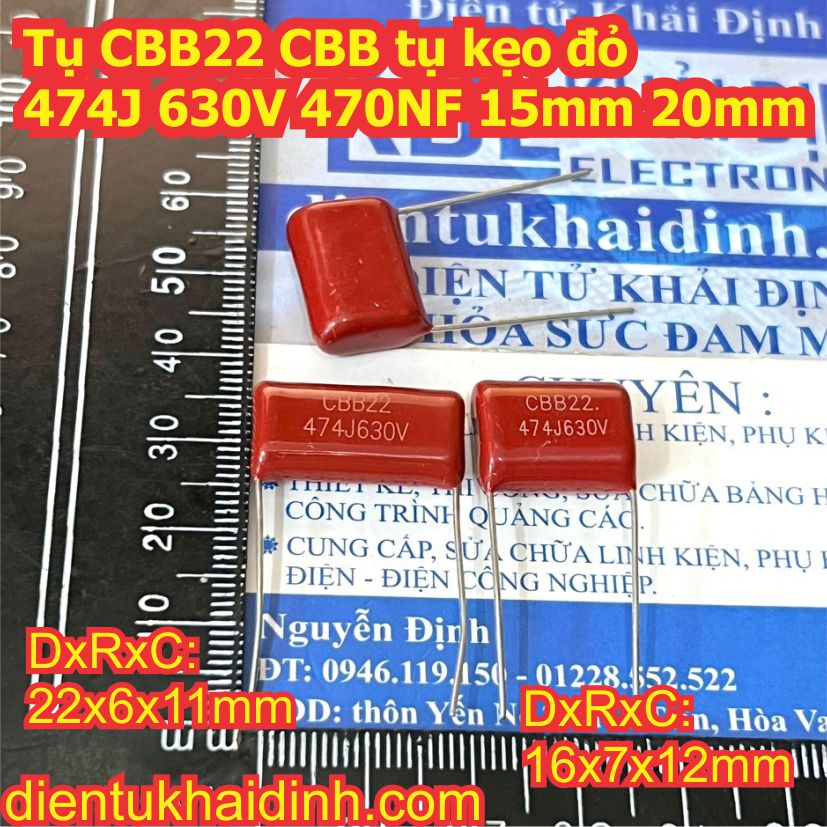 20 con tụ cbb22 cbb, tụ kẹo nâu đỏ 474j 250v 400v 630v 474 470nf kde1752