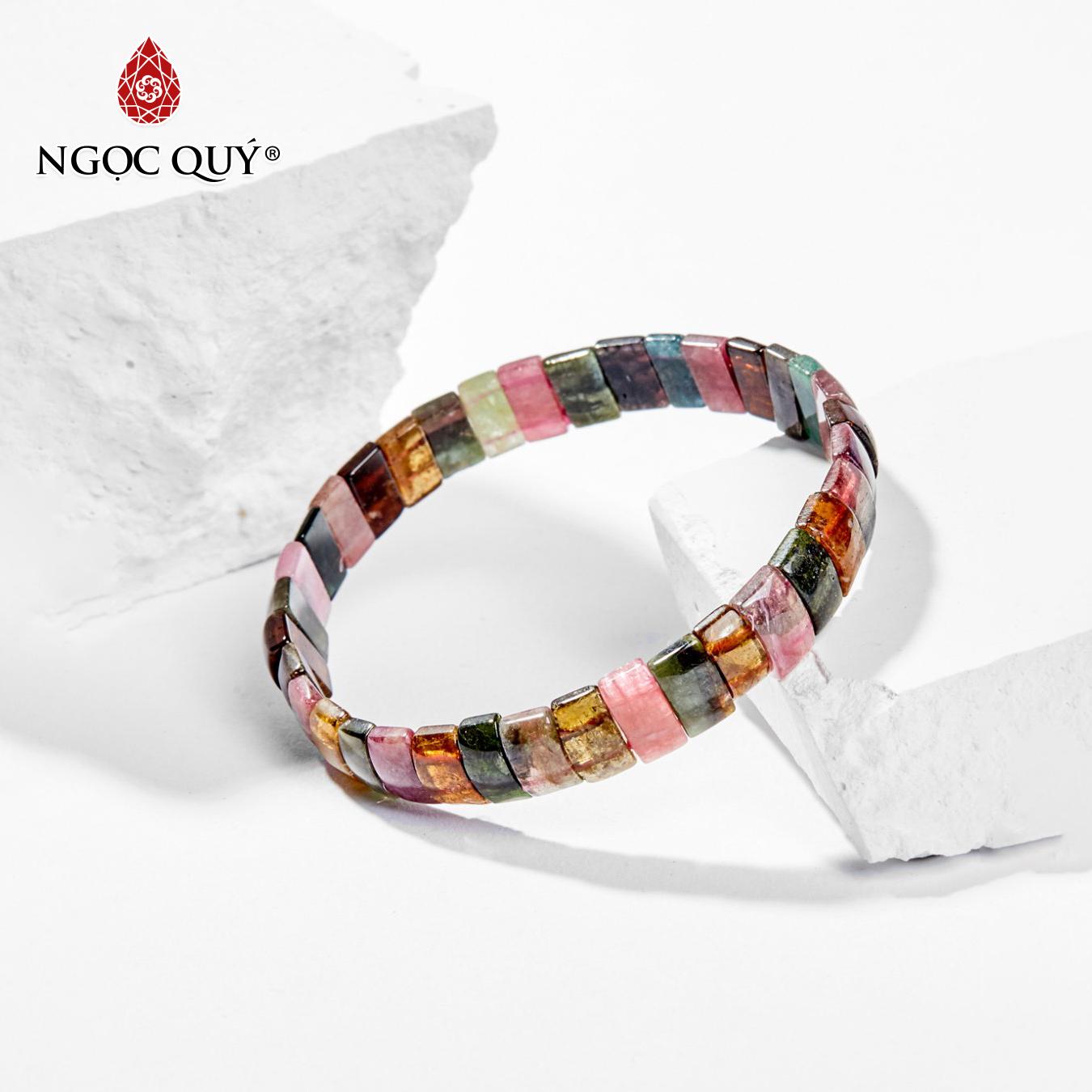 [HCM]Vòng Tay Đá Tourmaline Đa Sắc Bản Hẹ  (màu đa sắc)  - Ngọc Quý Gemstones