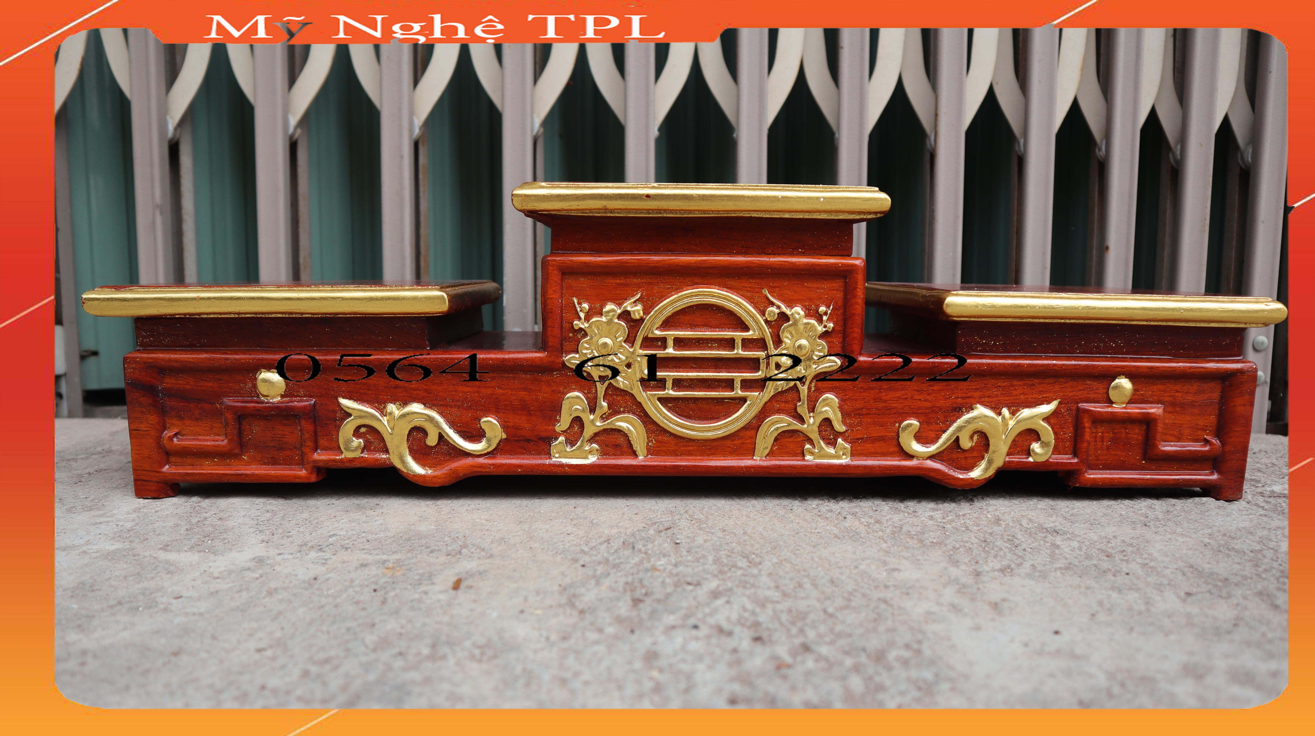 Tam sơn vàng gỗ hương Đế tam kê bát hương Tam cấp vàng thờ 6 cỡ mặt