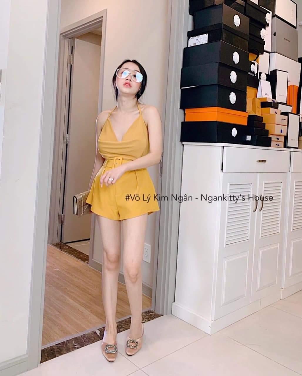 sét áo yếm cổ đổ quần short