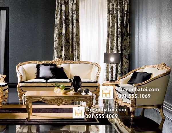 [HCM]Sofa Da Bò Phòng Khách Nhập Khẩu Cao Cấp Tân Cổ Điển SF415