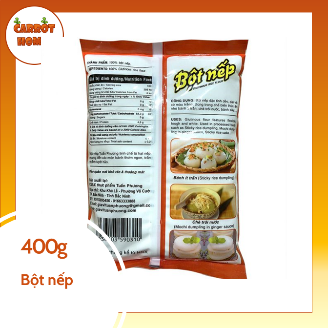 Bột nếp 400g làm bánh rán, nấu cháo